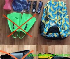 Рюкзак Speedo, Ласты Arena, лопатки, очки, шапка колобашка плавательна
