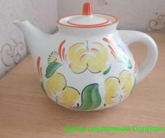 Фарфоровый большой чайник 2 л Славянский фарфоровый завод СССР